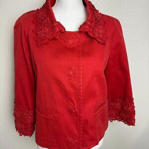 Carolina Herrera Red Cropped Jacket Size L